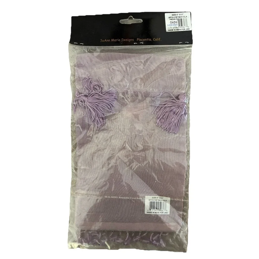 Joann Marie Designs Gift Bag Organza Tassels Beaded Sheer (2) Vintage NEW